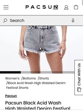 Pacsun Black Acid Wash High-Waisted Denim Festival Shorts
